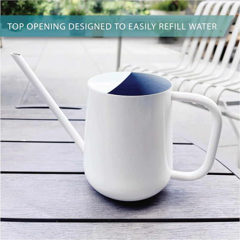 LOOPSEED Metal Watering Can for Indoor Houseplants Outdoor Garden Long Sprout Water Can for Succulents Herb Bonsai Modern Garden Tool 33.8oz/1000ml (Brilliant White) - Image 5